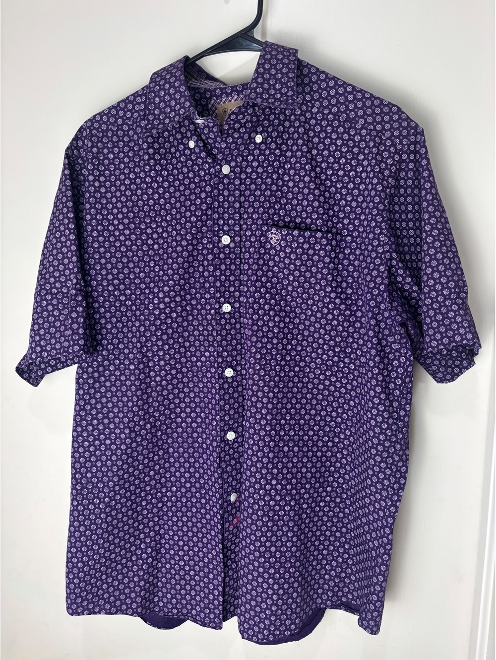 Ariat Wrinkle Free Men’s Medium Purple Geometric Western Button Down Shirt
